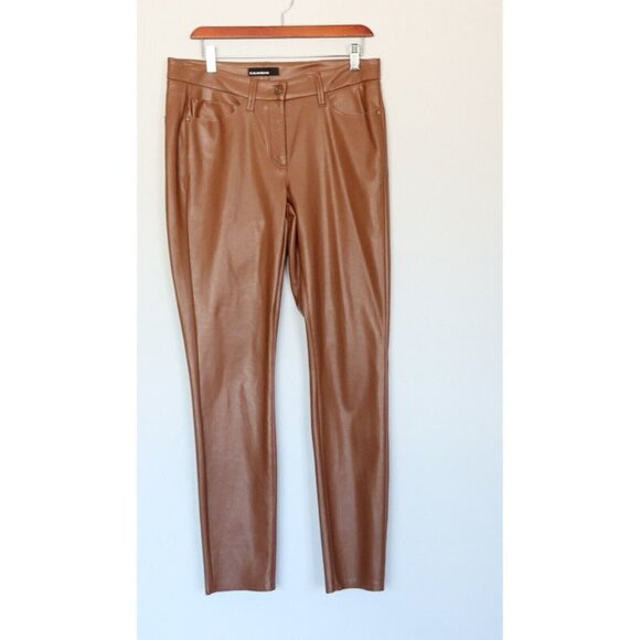 Cambio Women's Size 40 US10 Camel Brown Ray Pants Slim Faux 5 Pckt Trousers $430 - Picture 5 of 9